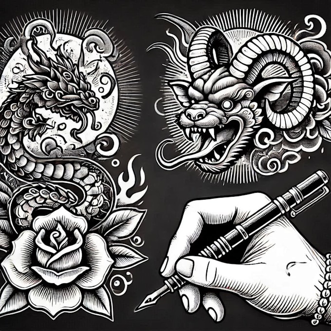 Gig Preview - Draw custom american traditional tattoo design