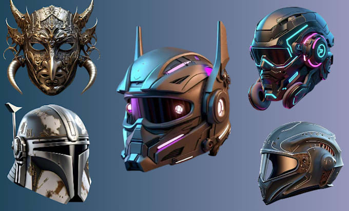 Gig Preview - Cyberpunk helmet 3d cosplay printable futuristic mask steampunk cosplay