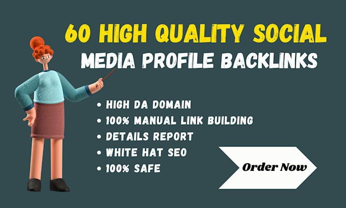 Gig Preview - Provide 60 high quality social media profile backlinks for brand creation