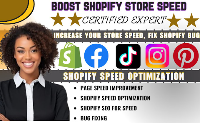 Gig Preview - Do shopify speed optimization shopify bug fix page speed shopify seo speed