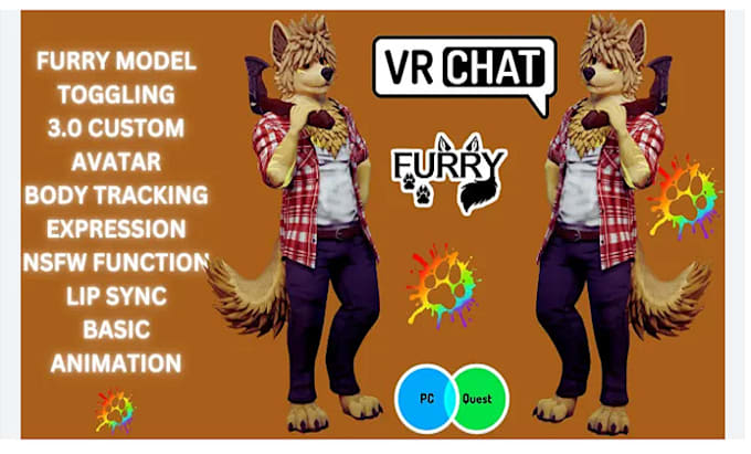 Gig Preview - Do vrchat avatar 3d vtuber 3d furry model 3d fursona nsfw vrc avatar rex avatar