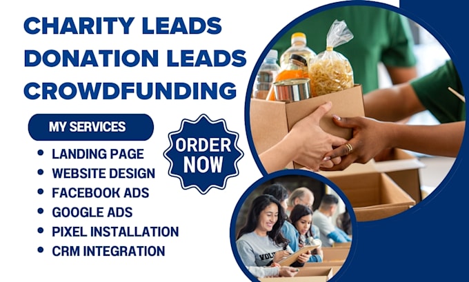 Bestseller - generate charity leads donation leads crowdfunding landing page charity website