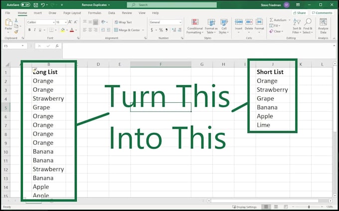 Gig Preview - Remove duplications in your excel spreadsheet