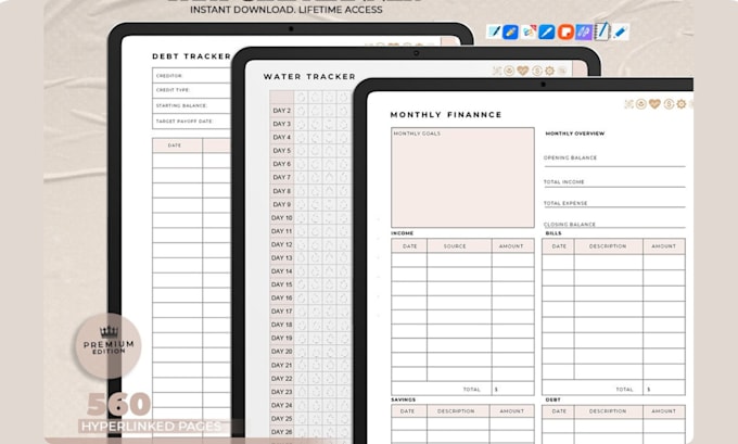 Gig Preview - Design a stylish etsy digital planner with hyperlinks and digital products