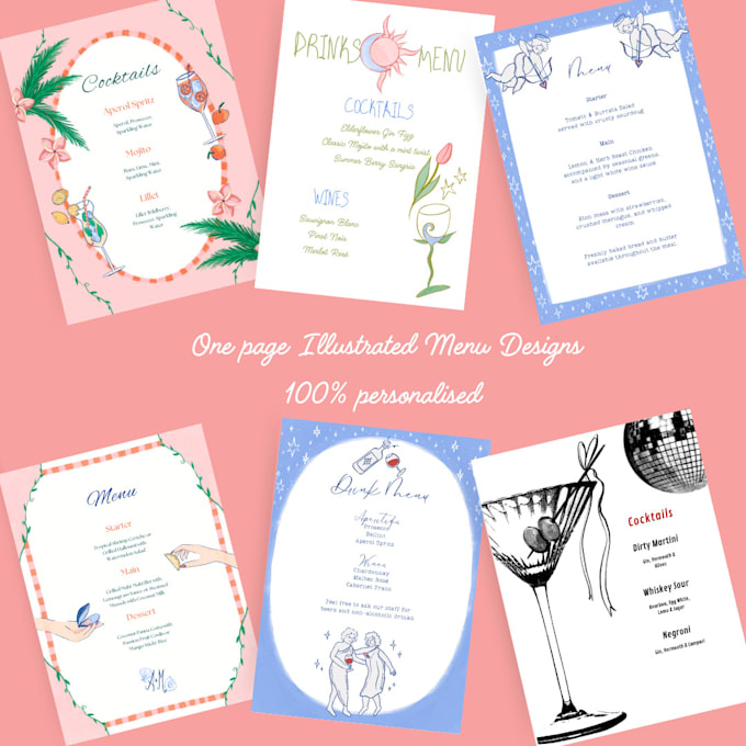 Gig Preview - Design a one page illustrated menu for your event or shop