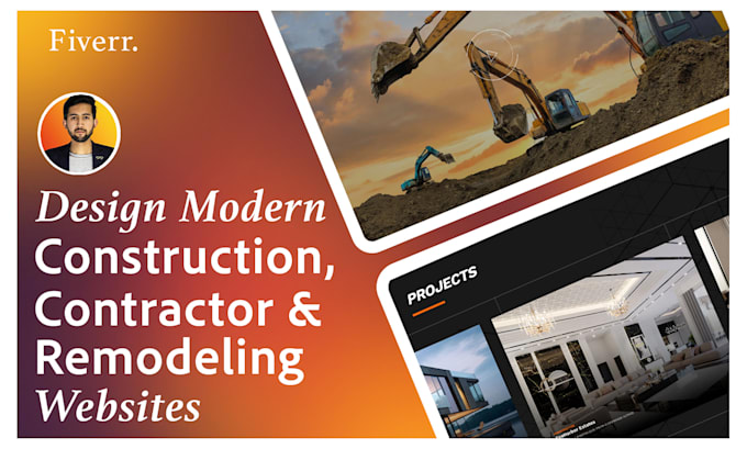 Gig Preview - Design modern construction, contractor, remodeling, roofing website