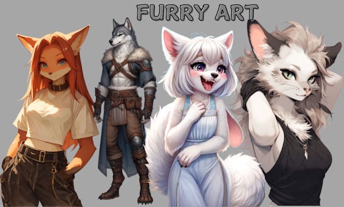 Gig Preview - Draw your furry art, fursona, oc, reference sheet,  character design, sticker