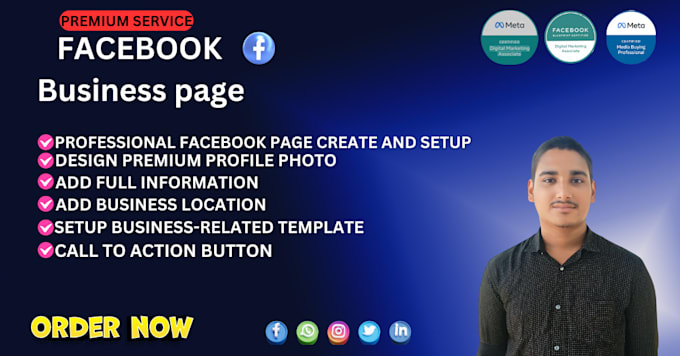 Gig Preview - Do fb business page create and fb page setup