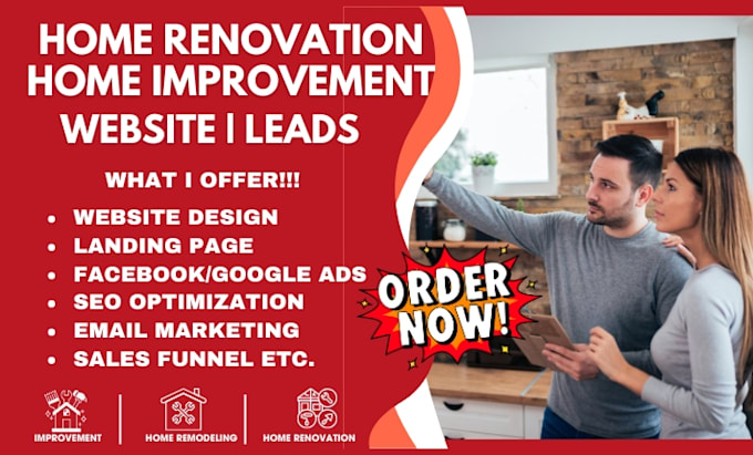 Gig Preview - Design home improvement website home renovation leads home remodeling leads