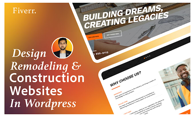 Gig Preview - Design remodeling website, construction website in wordpress