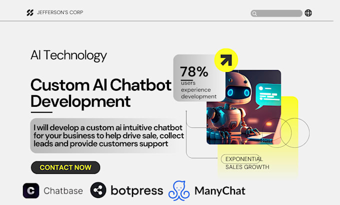 Gig Preview - Create a intuitive sale chatbot for your business via chatbase,botpress,wotnot