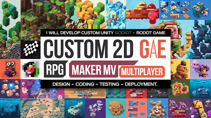 Gig Preview - Custom unity godot game stylized pixel art rpg maker mv mz rpg game multiplayer