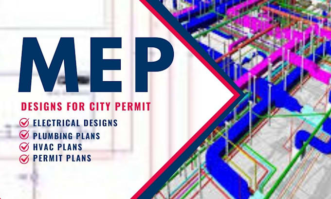 Gig Preview - Draw mep, electrical, plumbing, and hvac drawings for city permit