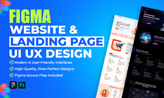 Gig Preview - Design figma website, landing page, UI UX and figma website mockups