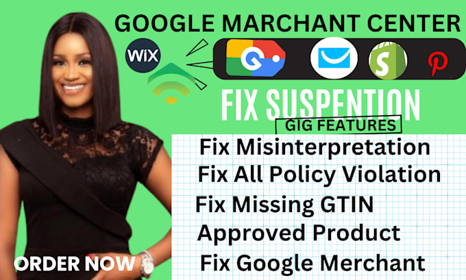 Gig Preview - Fix google merchant center misrepresentation issue and suspension, fix gmc issue