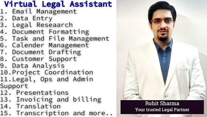 Gig Preview - Be virtual assistant for legal, admin, ops and ms office