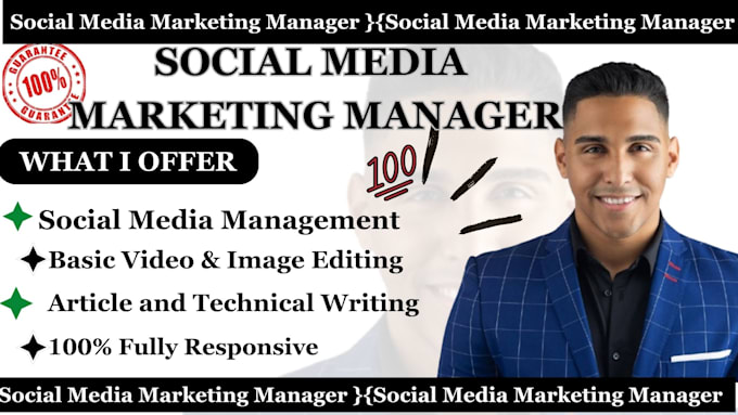 Gig Preview - Be your social media marketing manager social content creator marketing growth