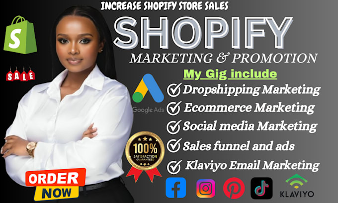 Gig Preview - Boost shopify sales, shopify dropshipping marketing, shopify store promotion ads