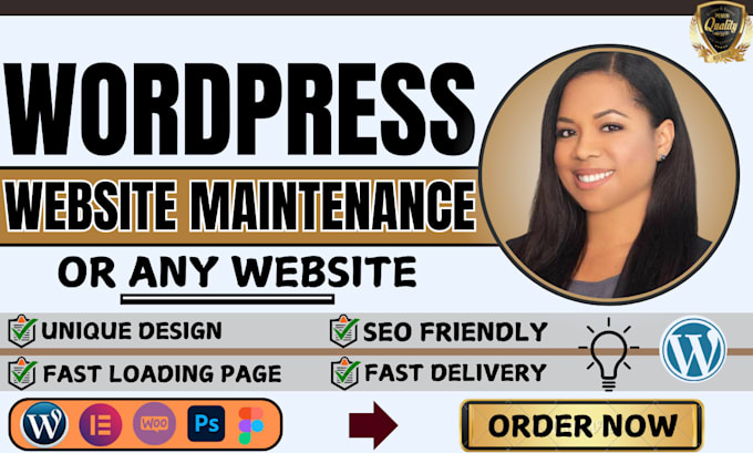 Gig Preview - Do wordpress website maintenance, website management, website design, wordpress