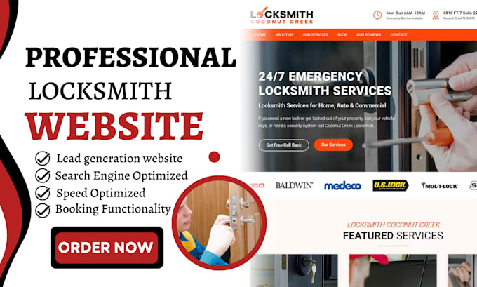 Gig Preview - Design a premium locksmith website, locksmith landing for locksmith leads