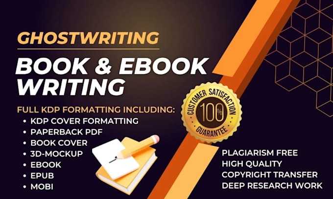 Gig Preview - Be your ebook ghostwriter, amazon kindle ebook writer, ebook writing, nonfiction