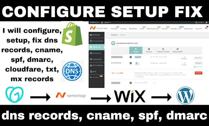 Gig Preview - Configure setup fix dns records, cname, mx records, email deliverability issue