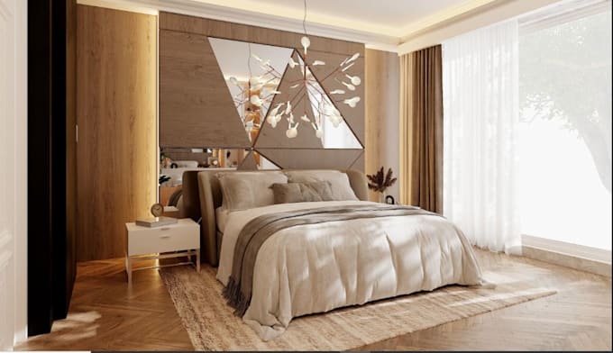 Gig Preview - Redesign luxury architectural interior bedroom design,3d rendering walkthrough