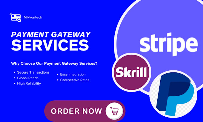 Gig Preview - Integrate payment gateway like klarna, stripe, googlepay, paypal, skrill,