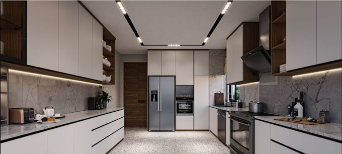 Gig Preview - Remodel luxury 3d kitchen interior design,8k rendering walkthrough 3ds max