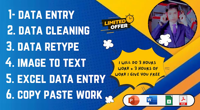 Gig Preview - Do data entry, data cleaning, data retype, image to text etc