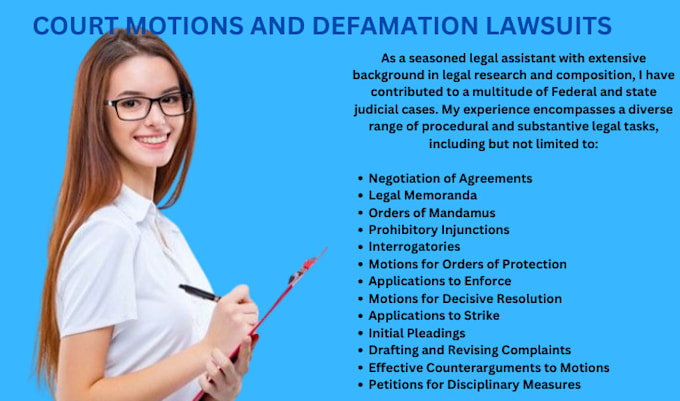 Gig Preview - Prepare legal documents, lawsuits, motions, complaints, appeals