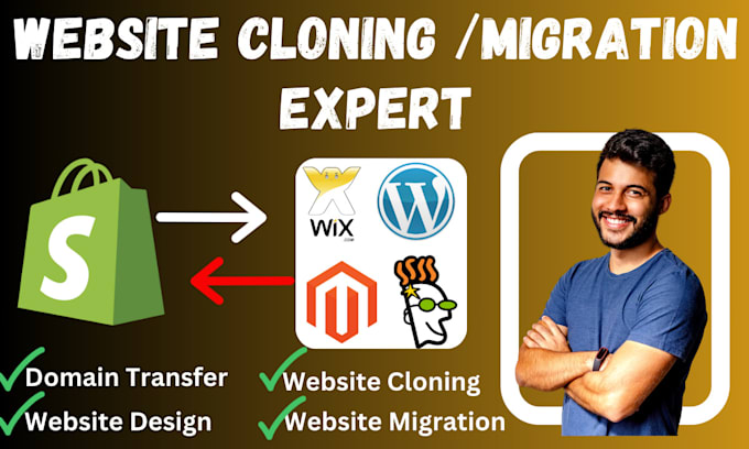 Gig Preview - Website migration copy clone website wix to wordpress magento godaddy to shopify