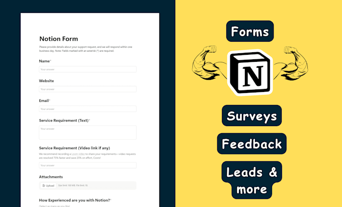 Gig Preview - Setup notion forms, surveys and workflows with formulas, charts, automations