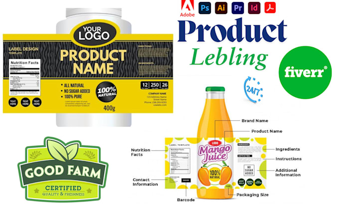 Gig Preview - Do product label design, bottle label and packaging box design