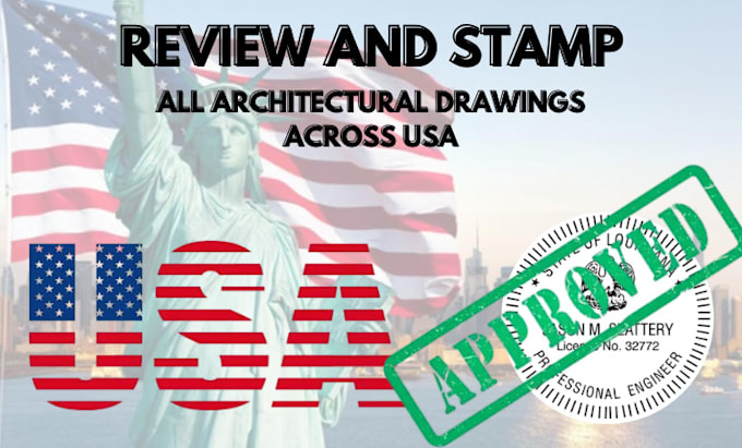 Gig Preview - Stamp, review and sign all states architectural drawings for city permit