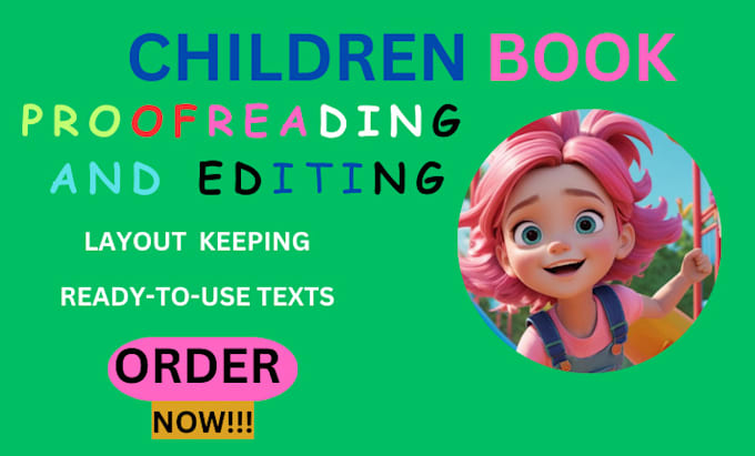 Gig Preview - Do children ebook editing and formating, proofread children book