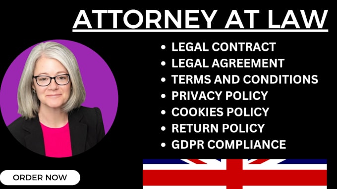 Gig Preview - Be your UK lawyer for legal contract, terms and conditions, privacy policy