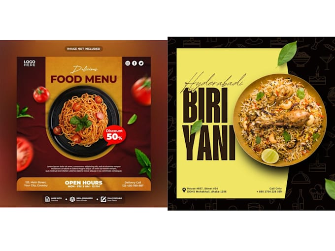 Gig Preview - Design eye catching and creative food posters and ads