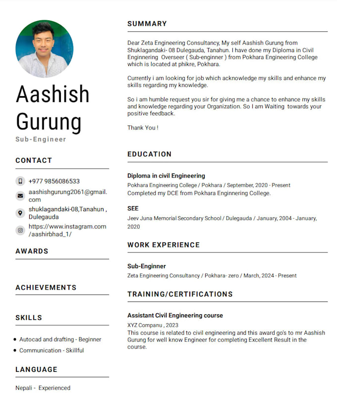 Gig Preview - Create professional,  excellent resume, CV maker CV writer