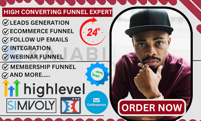 Gig Preview - Build go high level, clickfunnels, systeme io, getresponse sales funnel, website