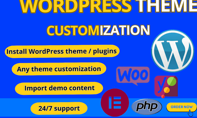 Gig Preview - Install wordpress theme and plugin setup wordpress theme customization