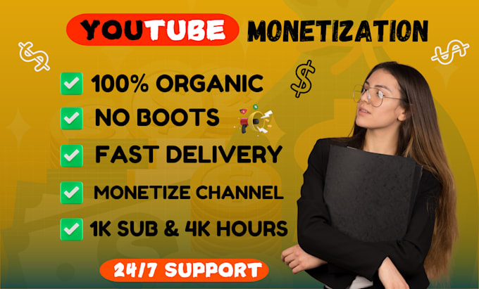 Gig Preview - Do complete youtube monetization