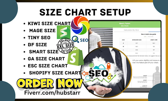 Gig Preview - Setup kiwi size chart mage size tiny seo bf size smart size shopify size chart