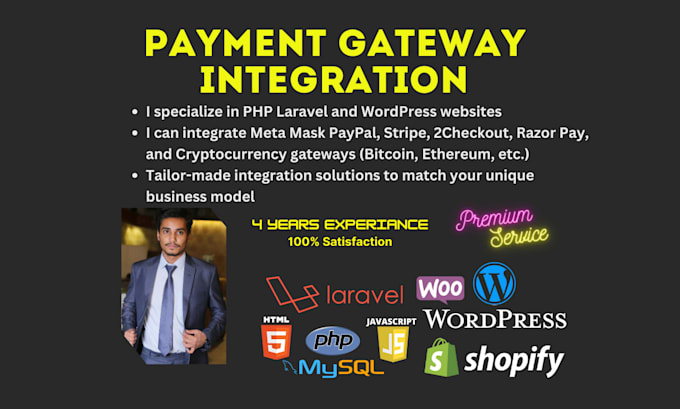 Gig Preview - Integrate payment gateway metamask, paypal, stripe in PHP, laravel or wp website