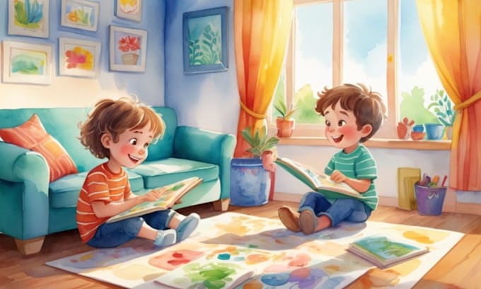 Bestseller - draw water color illustration, picture book, kid story for KDP