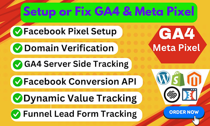 Gig Preview - Setup meta pixel, facebook conversion API, ga4, google ads conversion with GTM