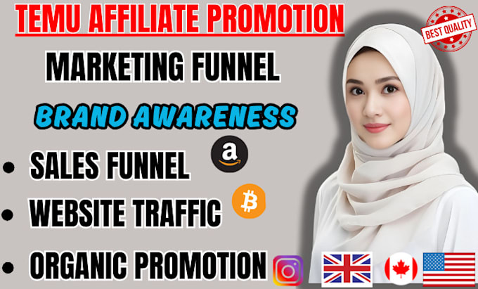 Gig Preview - Promote temu affiliate link promotion, affiliate marketing with sales