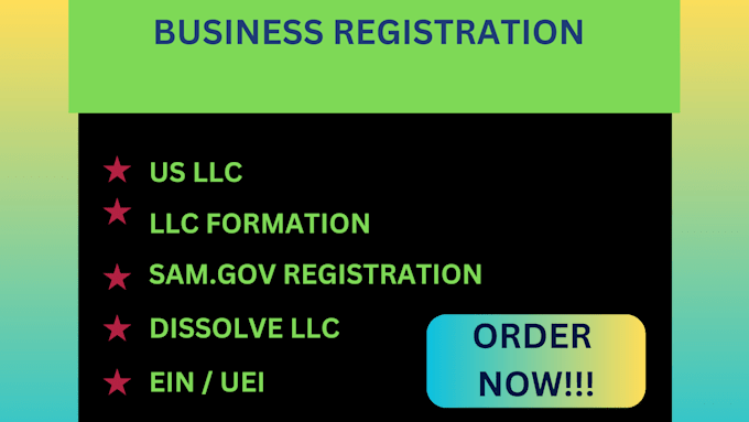 Gig Preview - Do US llc registration, dissolve llc, samgov registration, ein for non US state