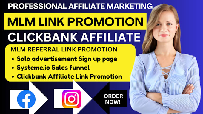 Gig Preview - Promote my affiliate link mlm link promotion affiliate recruitment clickbank