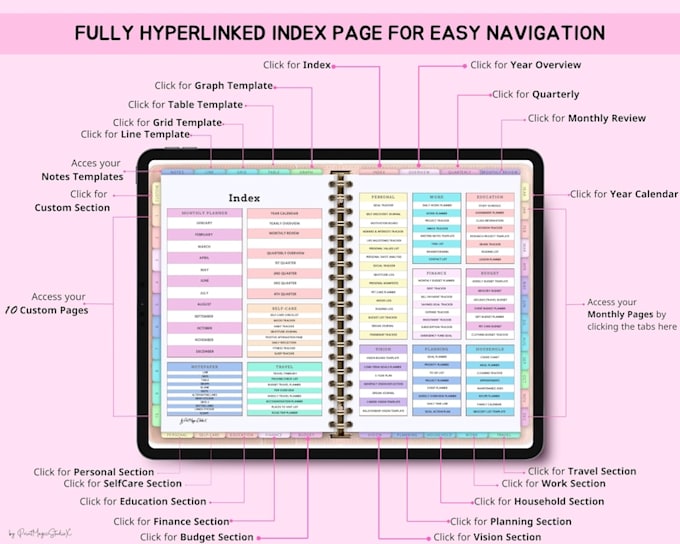 Bestseller - design custom hyperlinked digital planner, digital  hyperlinked planner